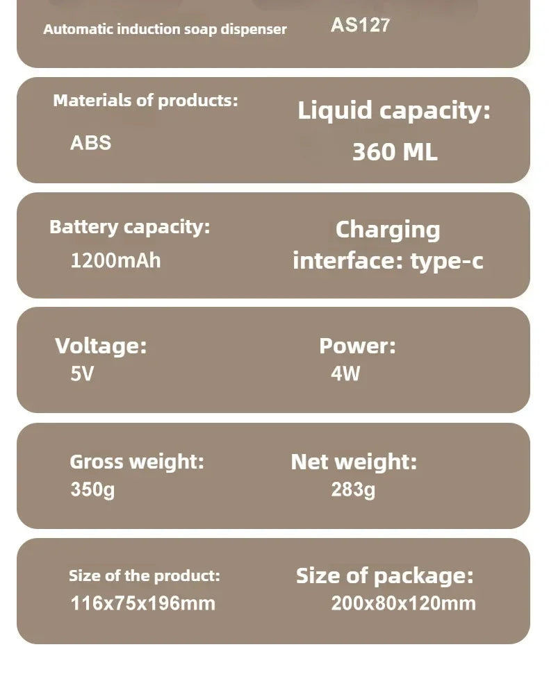 2026 New Automatic Foam Soap Dispensers Bathroom Smart Washing Hand Machine With USB Charging White High Quality ABS Material