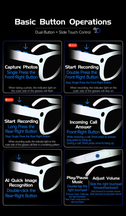 2026 New 8K HD AI Smart Glasses Men with Chat GPT 800MP Camera Bluetooth Call AI Translation Voice Assistant Control Unisex Sung