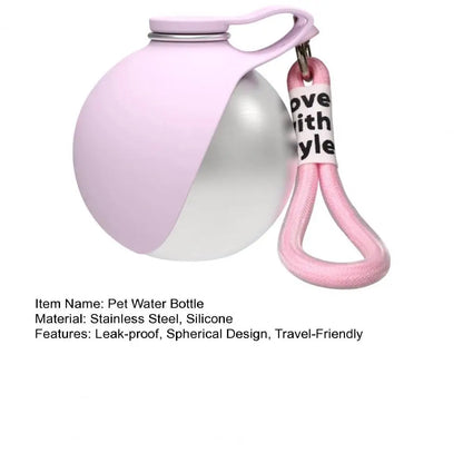 Spherical Dog Water Bottle Portable Hiking Water Dispenser Leak-Proof  Foldable Silicone Bowl for Dogs Travel Outdoor Walking