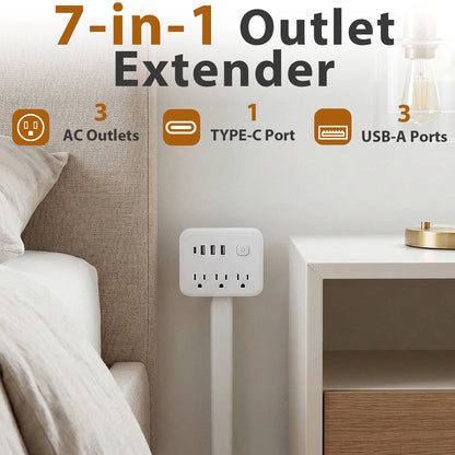 3 Style Retractable Sockets in Various Shapes US Plug Power Strip with AC Outlets USB Port(USB-A/C),Adjustable Electrical Outlet Extender Stick,Multi Socket Wall Socket Universal for Hard-to-Reach Wall Outlets Behind Couch,Be