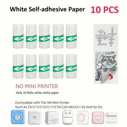 Thermal Mini Printer, Portable Inkless Sticker Maker,Bluetooth Free Cut Small Pocket Printer for Children DIY 57mm Photo Print