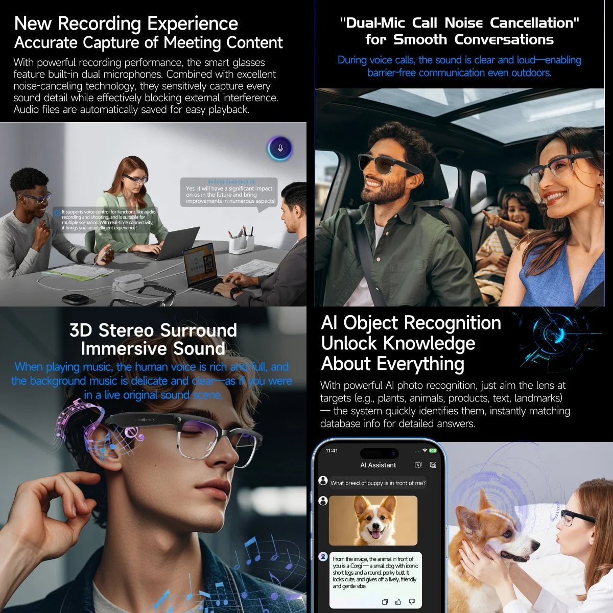 2026 New 8K HD AI Smart Glasses Men with Chat GPT 800MP Camera Bluetooth Call AI Translation Voice Assistant Control Unisex Sung