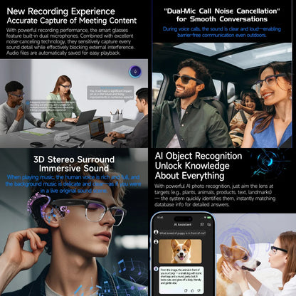 2026 New 8K HD AI Smart Glasses Men with Chat GPT 800MP Camera Bluetooth Call AI Translation Voice Assistant Control Unisex Sung