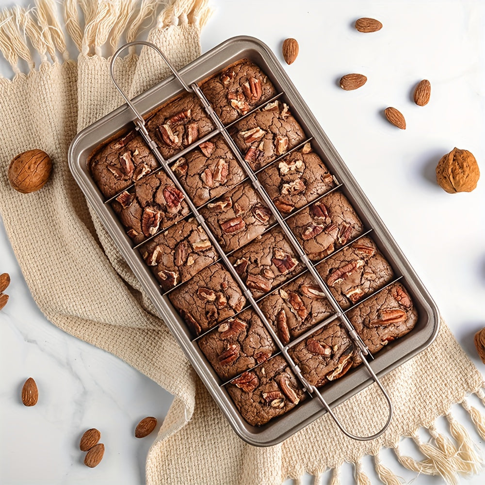 1pc Brownie Cake Pan With Dividers (12.2''x7.7'') Stainless Steel Loaf Pan Non-Stick Square Muffin Pan Blondie Bakeware