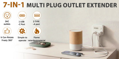 3 Style Retractable Sockets in Various Shapes US Plug Power Strip with AC Outlets USB Port(USB-A/C),Adjustable Electrical Outlet Extender Stick,Multi Socket Wall Socket Universal for Hard-to-Reach Wall Outlets Behind Couch,Be