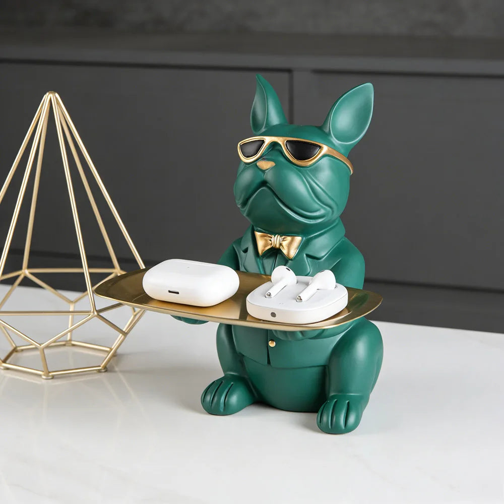 Multi Functional Bulldog Tray Animal Statue Creative Ornament Living Room Bedroom Miscellaneous Storage Home Decoration Gift