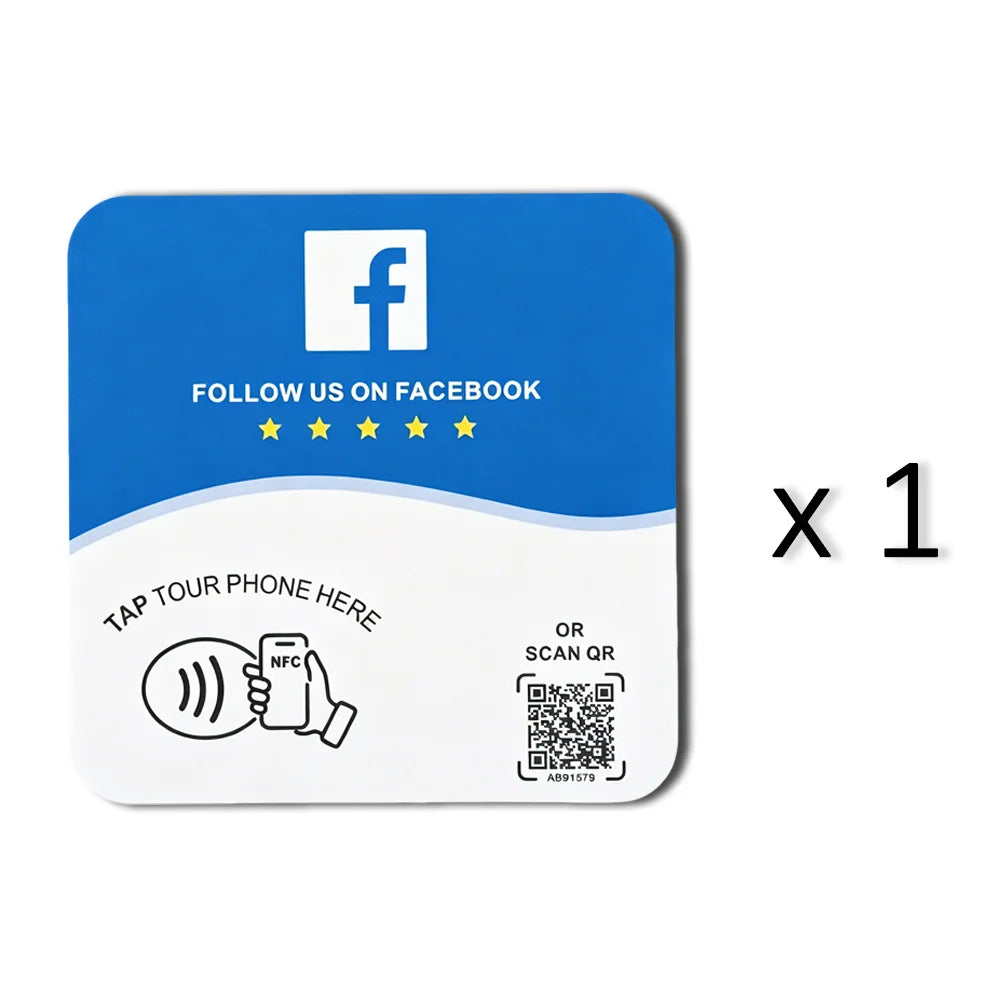 Hilo Programmable NFC 215 Square for Google Review Card NFC Station Table 13.56Mhz QR Code Editable Standing Card