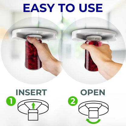 Under Cabinet Jar & Bottle Opener, Designed for Weak Hands & Seniors with Arthritis - Effortless Grip Opens Any Size Lid Easily