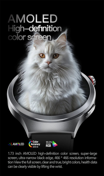 New 1.73" Sapphire Glass Uric Acid Blood Fat Health Trackr SmartWatch Blood Pressure ECG+PPG Clock Body Analysis Smartwatchs Men