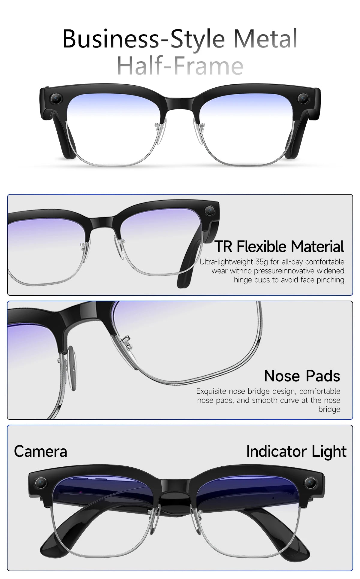 2026 New 8K HD AI Smart Glasses Men with Chat GPT 800MP Camera Bluetooth Call AI Translation Voice Assistant Control Unisex Sung