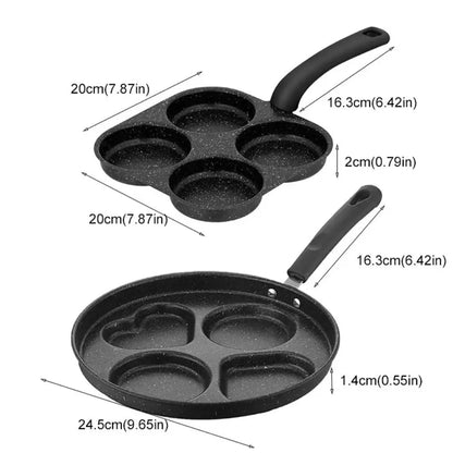 Mini 4 Grids Fried Egg Pan Rapid Heating Anti -scald Handle Divided Egg Skillet Non-stick Flat Bottom Pancake Pan Breakfast