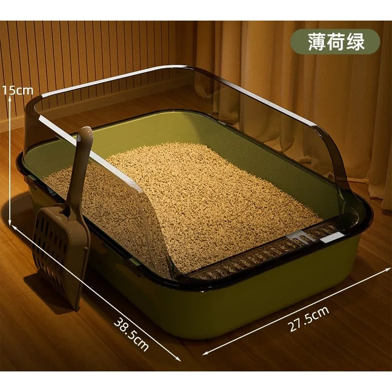 Anti Tracking Semi‑Enclosed Cat Litter Box Odor Control Pet Toilet with Detachable Scoop for Indoor Cats