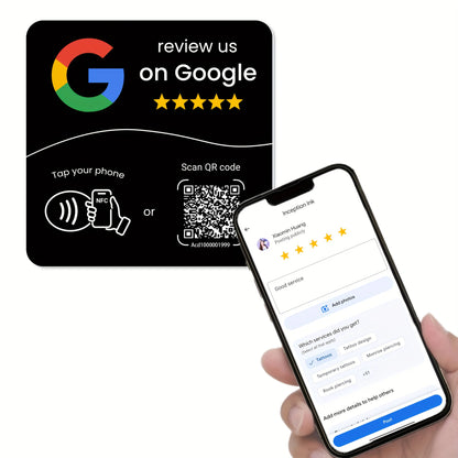 NFC 215 square programmable for Google Review Card NFC Station Table 13.56Mhz QR code editable Standing Card