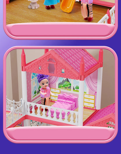 Popular Toy 3d Assembly Diy Mini Toy House Accessories Villa Princess Castle Led Lights Girl Birthday Gift Assembly Toy House