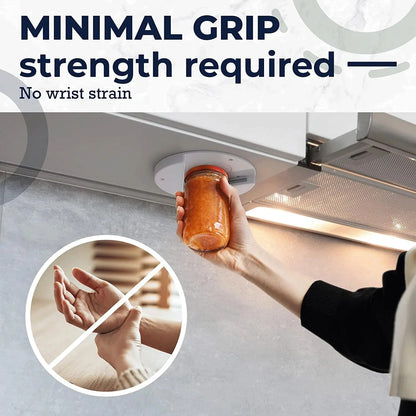 Under Cabinet Jar & Bottle Opener, Designed for Weak Hands & Seniors with Arthritis - Effortless Grip Opens Any Size Lid Easily