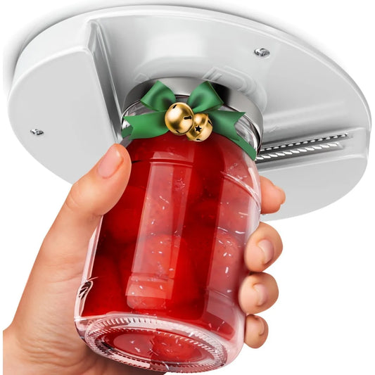 Under Cabinet Jar & Bottle Opener, Designed for Weak Hands & Seniors with Arthritis - Effortless Grip Opens Any Size Lid Easily