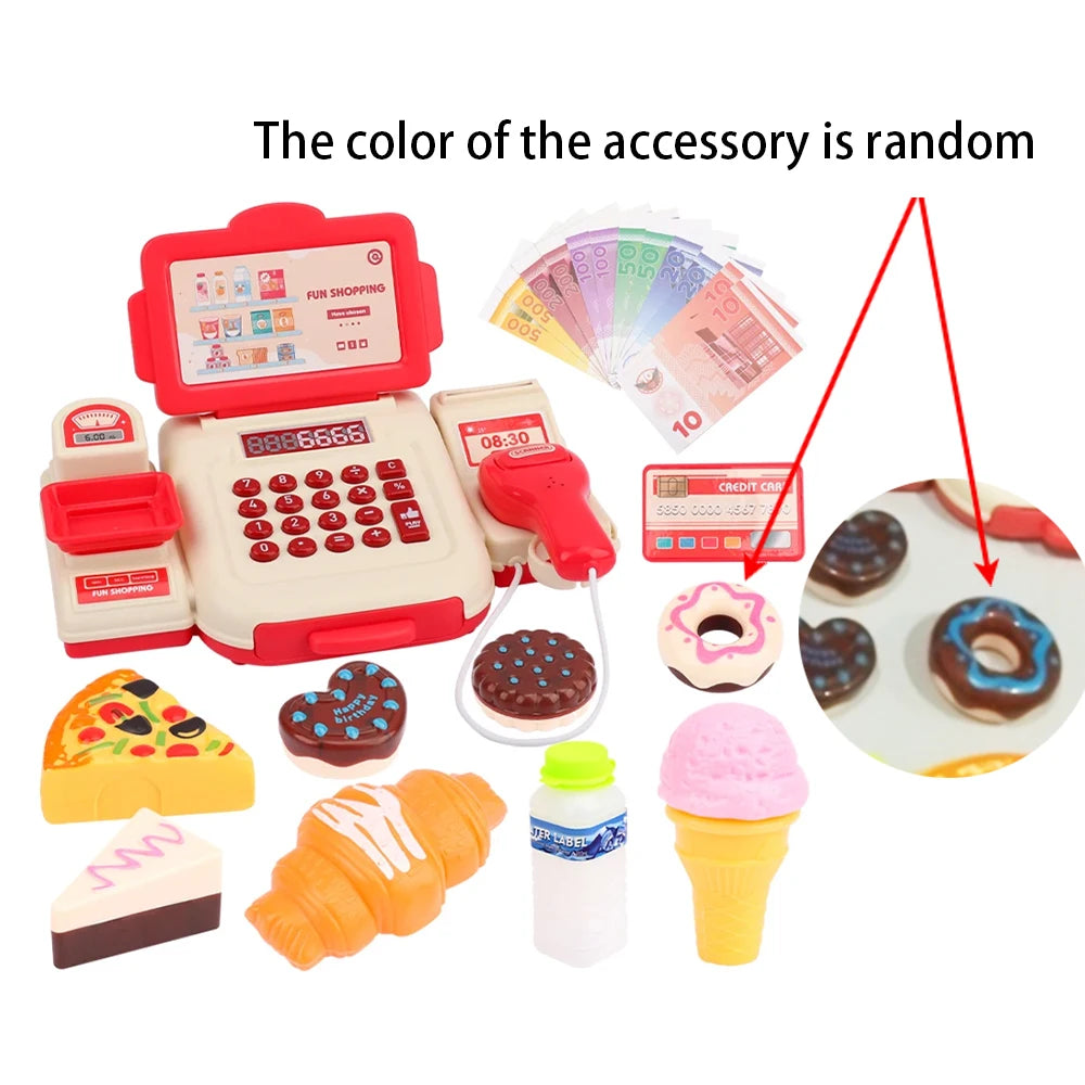 Simulation Shopping Cash House Toys Electronic Game Lighting And Sound Effects Supermarket Cashier Toys