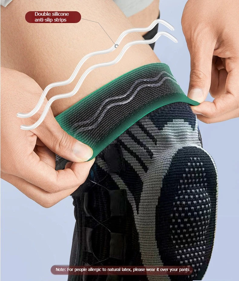 Sports knee support strap with spring support silicone shock absorption suitable for running basketball hiking outdoor sports
