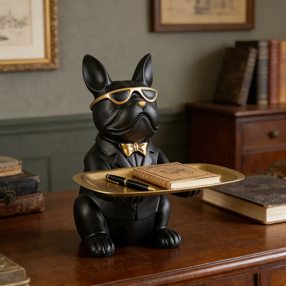Multi Functional Bulldog Tray Animal Statue Creative Ornament Living Room Bedroom Miscellaneous Storage Home Decoration Gift