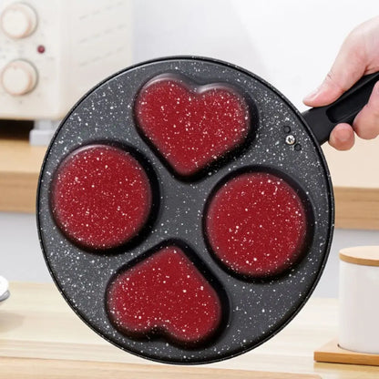 Mini 4 Grids Fried Egg Pan Rapid Heating Anti -scald Handle Divided Egg Skillet Non-stick Flat Bottom Pancake Pan Breakfast
