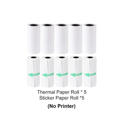 Thermal Mini Printer, Portable Inkless Sticker Maker,Bluetooth Free Cut Small Pocket Printer for Children DIY 57mm Photo Print