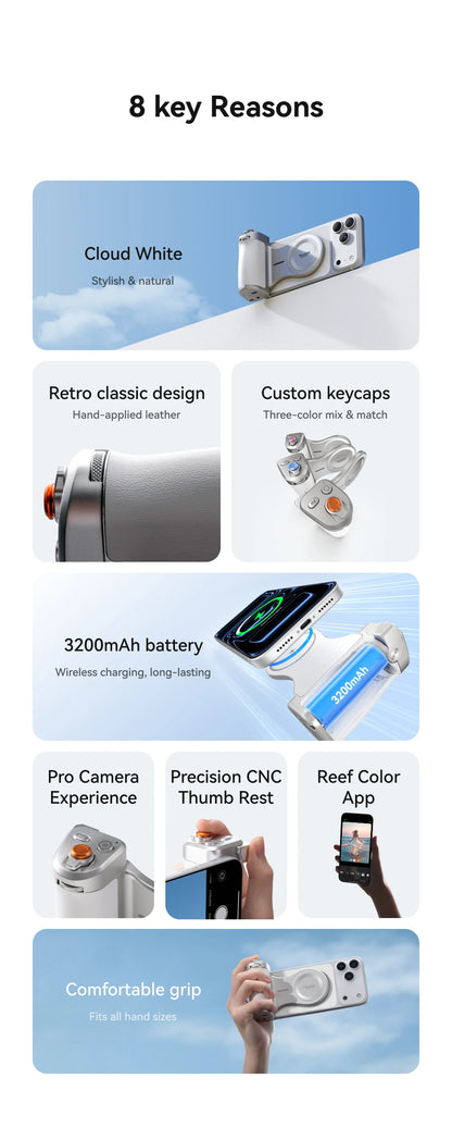 TELESIN Magnetic Phone Camera Shoot Hand Grip 3200Mha Powerbank Wireless Charging Phone Holder Remote Shooting Aid for Iphone