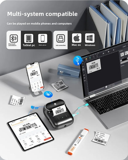 Suitable for M108 label printer, small cross-border e-commerce price Bluetooth self-adhesive thermal printer