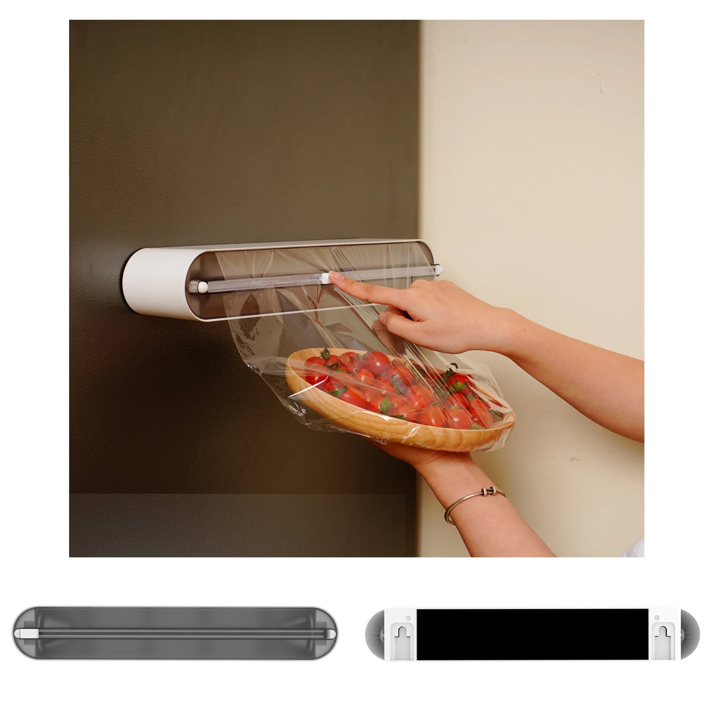 3 In 1/only 1 functional Aluminum Film Wrap Cutter WallMount Paper Towel Holder Cling Film Cutting Holder Plastic Wrap Dispenser