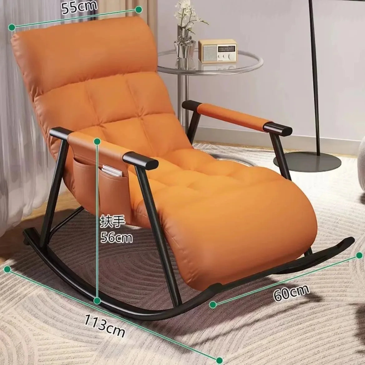 Rocking chair Adult recliner Balcony Lazy sofa Internet celebrity leisure chair Lunch break folding back chair
