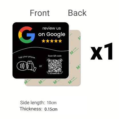NFC 215 square programmable for Google Review Card NFC Station Table 13.56Mhz QR code editable Standing Card