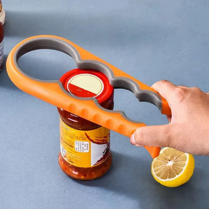 Multifunctional 4-in-1 Kitchen Tool Jar Gripper Lid Opener Can Opener Bottle Opener - Easy to Use Home Essential