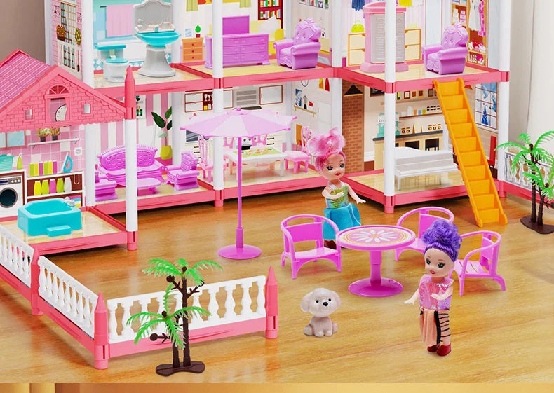 Popular Toy 3d Assembly Diy Mini Toy House Accessories Villa Princess Castle Led Lights Girl Birthday Gift Assembly Toy House
