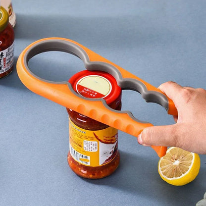 Multifunctional 4-in-1 Kitchen Tool Jar Gripper Lid Opener Can Opener Bottle Opener - Easy to Use Home Essential