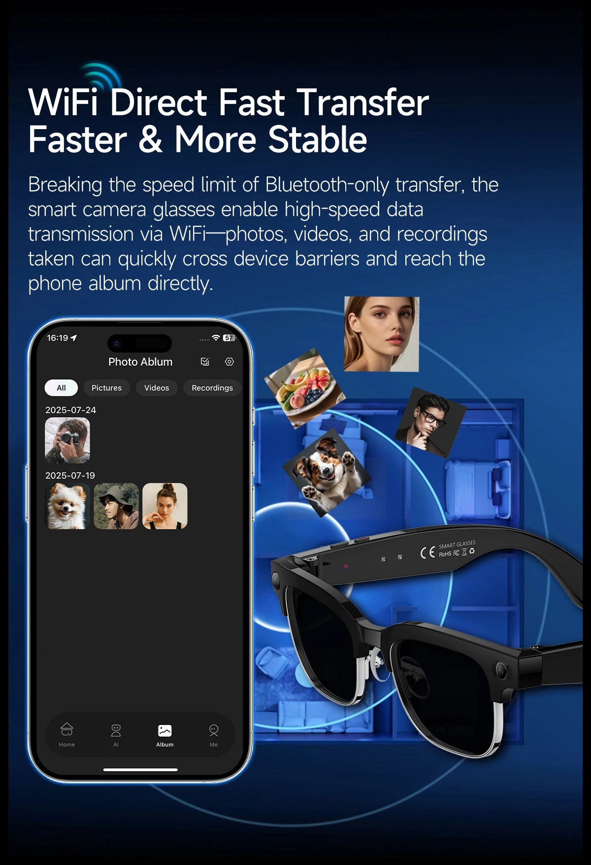 2026 New 8K HD AI Smart Glasses Men with Chat GPT 800MP Camera Bluetooth Call AI Translation Voice Assistant Control Unisex Sung