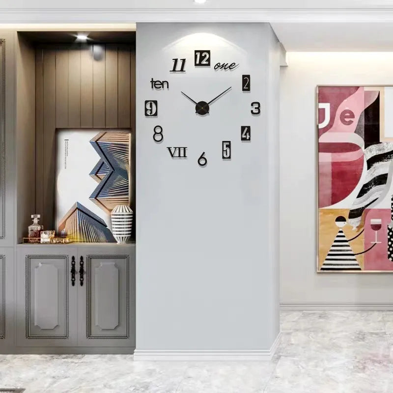 Creative Luminous Silent Wall Clock DIY Living Room Bedroom Three-dimensional Decorative Digital Clock Acrylic Wall Home Decor