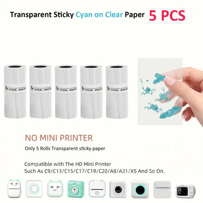 Thermal Mini Printer, Portable Inkless Sticker Maker,Bluetooth Free Cut Small Pocket Printer for Children DIY 57mm Photo Print