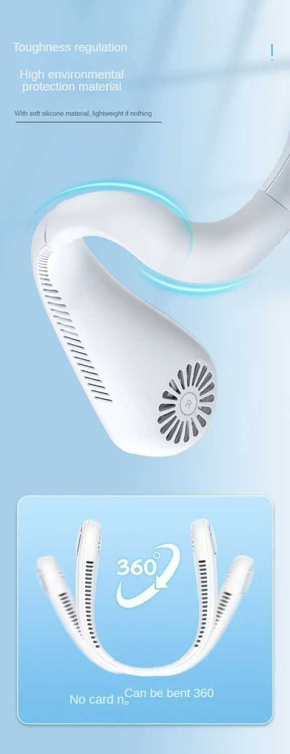 Bladeless Neck Mounted Fan 3 Speed, Rechargeable Mini Portable Air Cooler, Long Lasting Summer Outdoor Sports Cooling Neck Fan