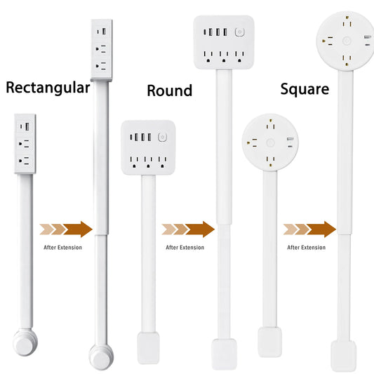 3 Style Retractable Sockets in Various Shapes US Plug Power Strip with AC Outlets USB Port(USB-A/C),Adjustable Electrical Outlet Extender Stick,Multi Socket Wall Socket Universal for Hard-to-Reach Wall Outlets Behind Couch,Be