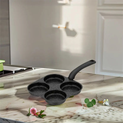Mini 4 Grids Fried Egg Pan Rapid Heating Anti -scald Handle Divided Egg Skillet Non-stick Flat Bottom Pancake Pan Breakfast