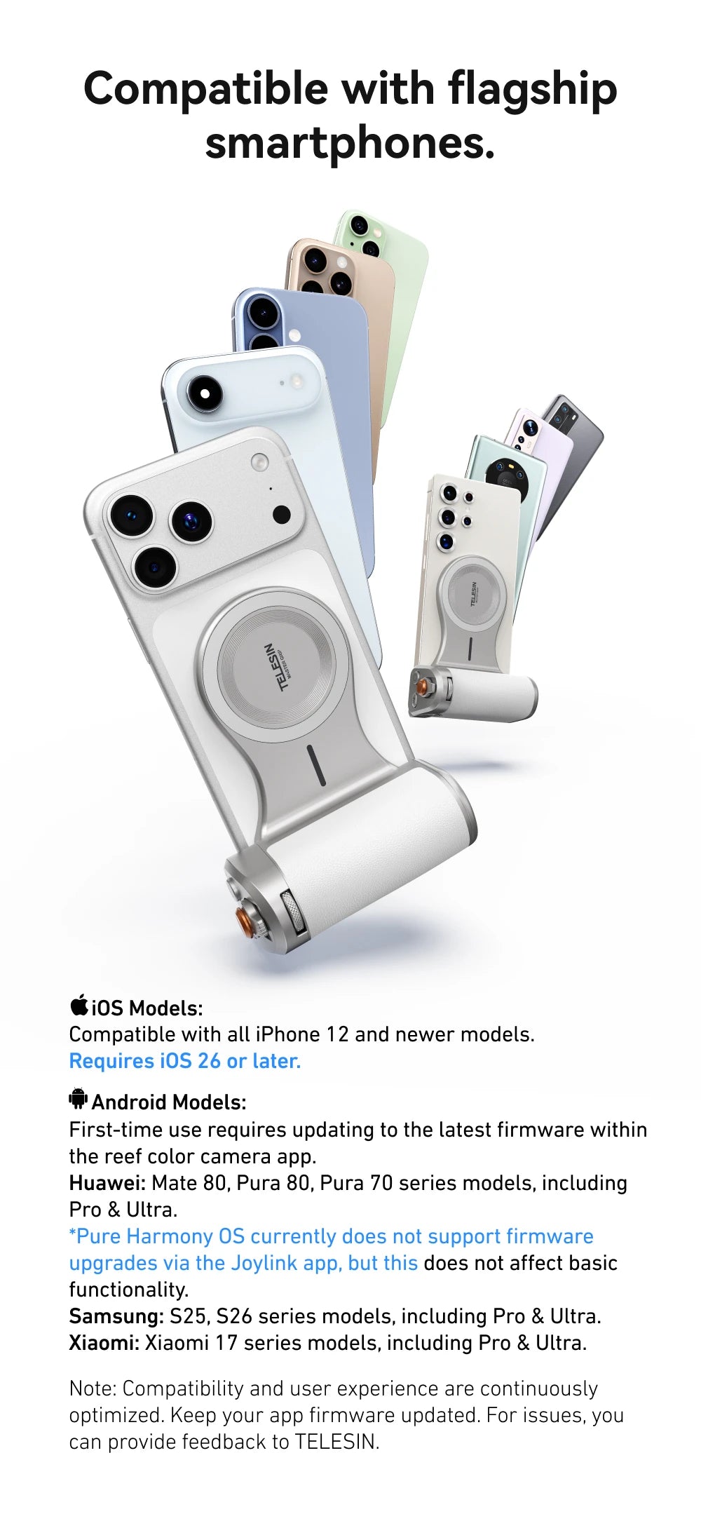 TELESIN Magnetic Phone Camera Shoot Hand Grip 3200Mha Powerbank Wireless Charging Phone Holder Remote Shooting Aid for Iphone