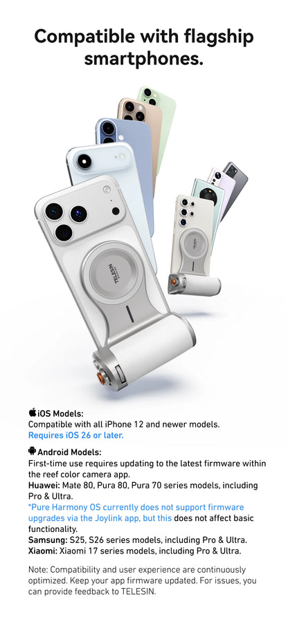 TELESIN Magnetic Phone Camera Shoot Hand Grip 3200Mha Powerbank Wireless Charging Phone Holder Remote Shooting Aid for Iphone