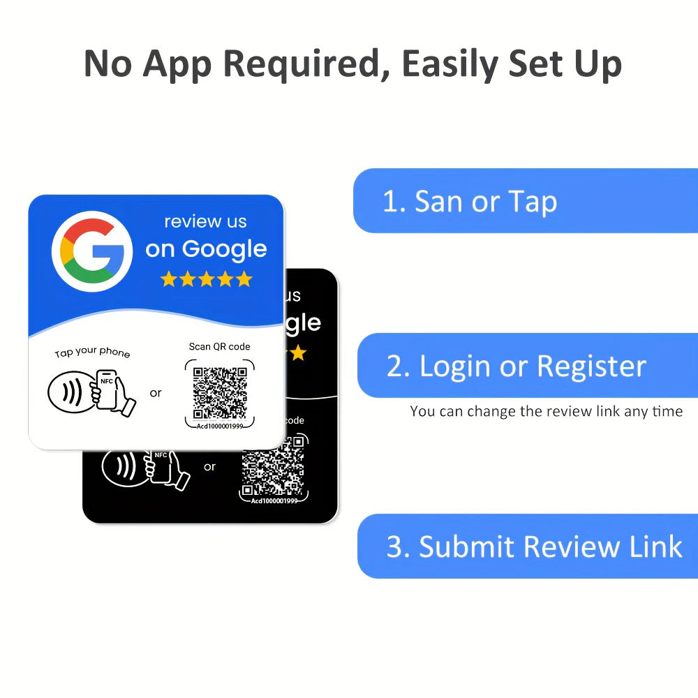 NFC 215 square programmable for Google Review Card NFC Station Table 13.56Mhz QR code editable Standing Card