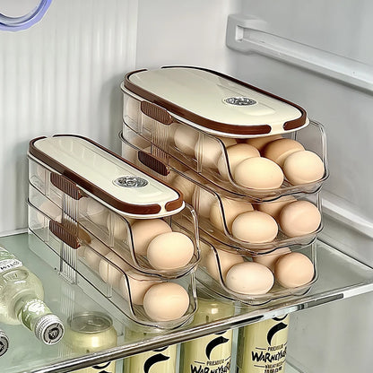 1 piece, egg storage box, automatic rolling refrigerator egg rack storage, hand-held egg refrigerator side door storagerack
