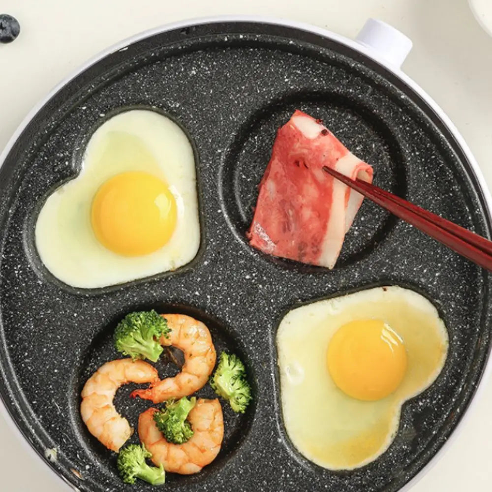 Mini 4 Grids Fried Egg Pan Rapid Heating Anti -scald Handle Divided Egg Skillet Non-stick Flat Bottom Pancake Pan Breakfast