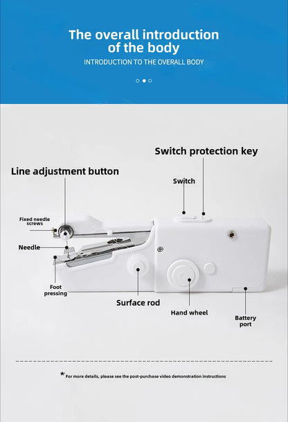 Portable Mini Sewing Machine Handheld Electric Sewing Machine With Bobbin Suitable for Needlework and Manual Work Hand Home DIY