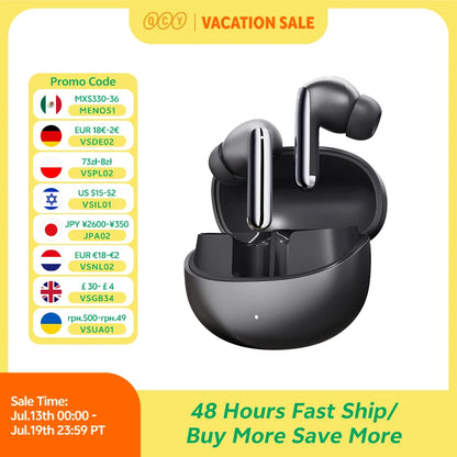 QCY MeloBuds Pro ANC Bluetooth 5.3 Earphones Wireless 46dB Hybrid ANC Hi-Res LDAC Earbuds 6 Mic Headphones 34H In-Ear Detection