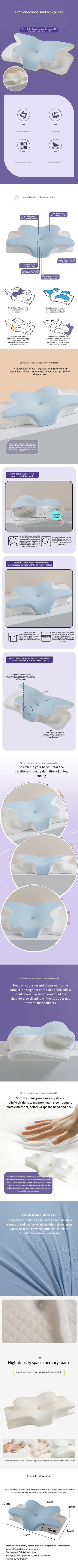 New Butterfly Outline Neck Pillow Foam Cervical Cushion Ergonomic Shaped Orthopedic Pad Comfort Support for Neck Soreness Relief