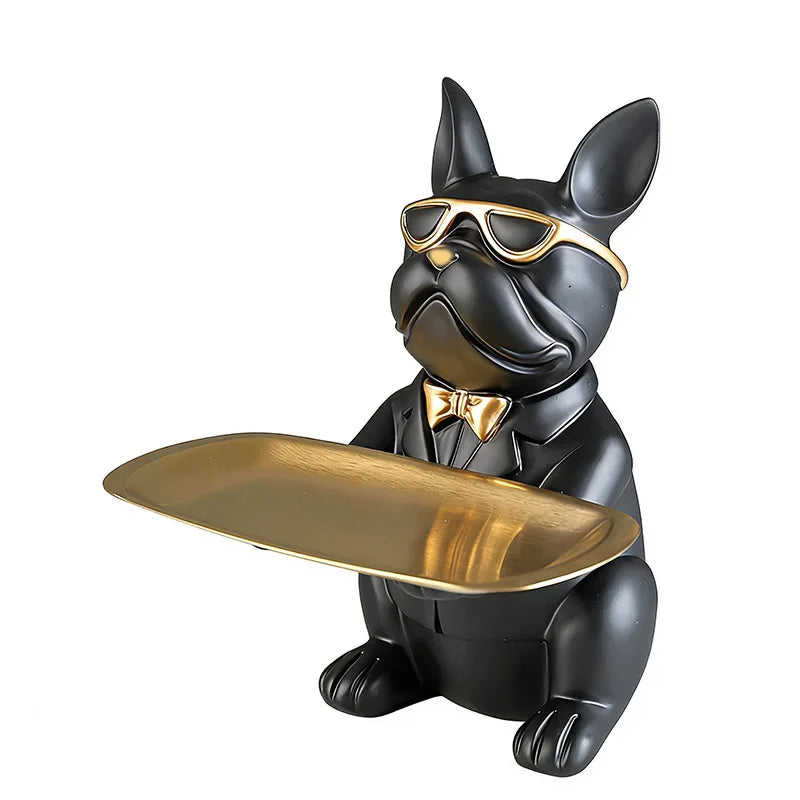 Multi Functional Bulldog Tray Animal Statue Creative Ornament Living Room Bedroom Miscellaneous Storage Home Decoration Gift