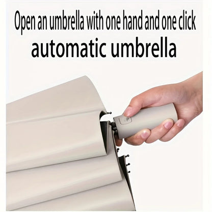 12 Bone Black Glue Fully Automatic Umbrella With Thick And Durable Keel Three Fold Umbrella UV Resistant Folding Umbrella