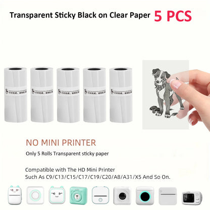 Thermal Mini Printer, Portable Inkless Sticker Maker,Bluetooth Free Cut Small Pocket Printer for Children DIY 57mm Photo Print